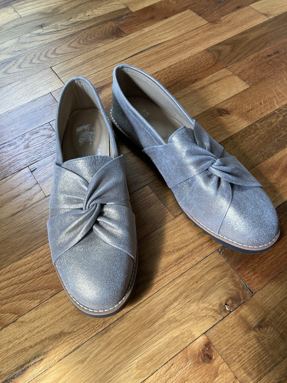 Eileen Fisher Womens Eena Gold Suede Loafers Shoes 9.5 Medium (B,M) BHFO 4299